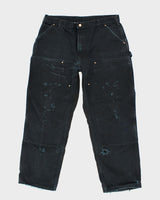 Vintage Carhartt Black Distressed Double Knee Carpenter Trousers - W36 L30
