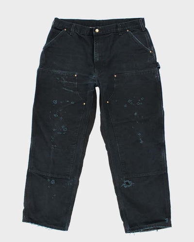 Vintage Carhartt Black Distressed Double Knee Carpenter Trousers - W36 L30