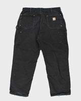 Vintage Carhartt Black Distressed Double Knee Carpenter Trousers - W36 L30