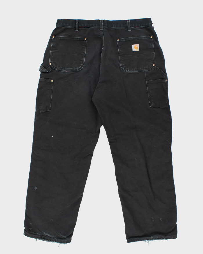 Vintage Carhartt Black Distressed Double Knee Carpenter Trousers - W36 L30