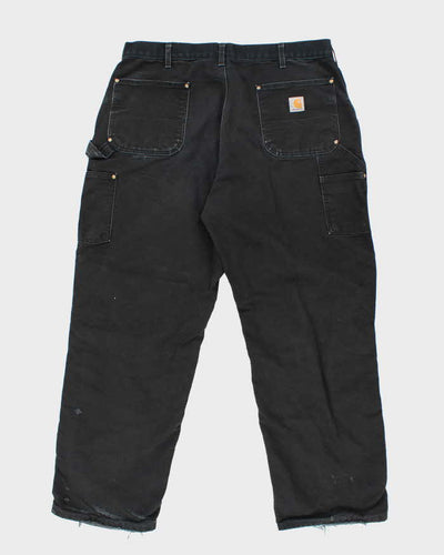 Vintage Carhartt Black Distressed Double Knee Carpenter Trousers - W36 L30