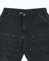 Vintage Carhartt Black Distressed Double Knee Carpenter Trousers - W36 L30