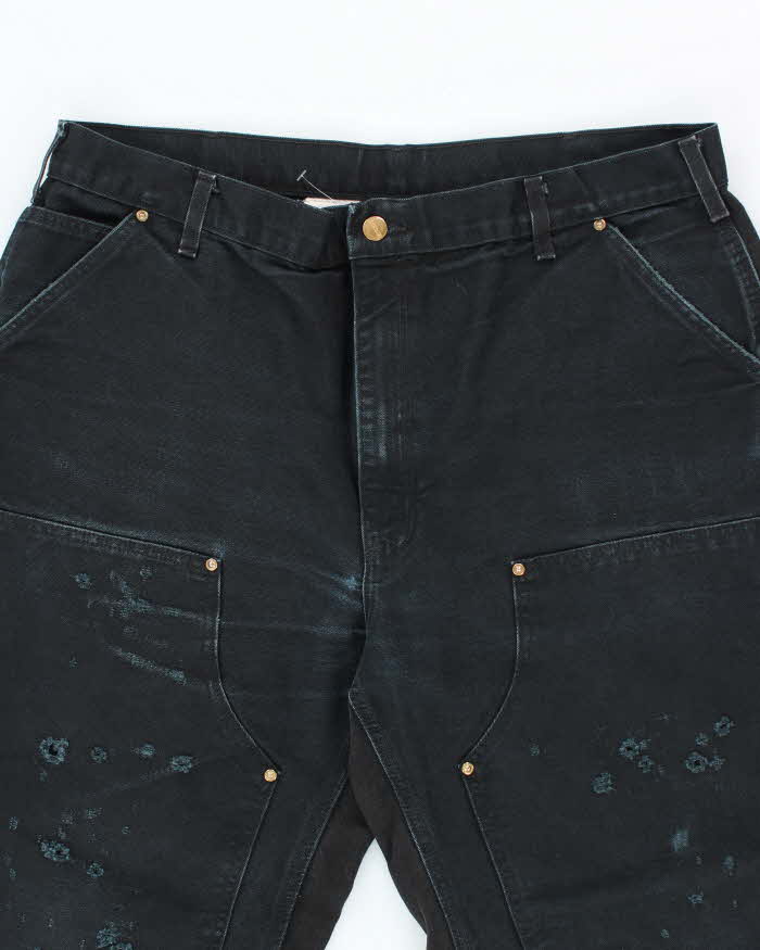 Vintage Carhartt Black Distressed Double Knee Carpenter Trousers - W36 L30