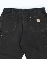 Vintage Carhartt Black Distressed Double Knee Carpenter Trousers - W36 L30