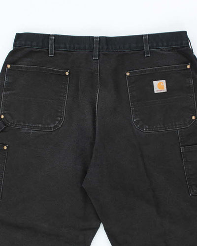 Vintage Carhartt Black Distressed Double Knee Carpenter Trousers - W36 L30