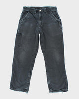 Vintage Carhartt Black Faded Single Knee Carpenter Trousers - W30 L27