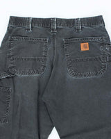 Vintage Carhartt Black Faded Single Knee Carpenter Trousers - W30 L27