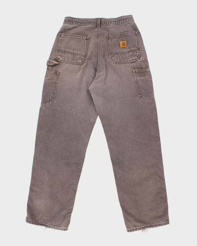 Vintage Carhartt Brown Faded Double Knee Carpenter Trousers - W28 L30