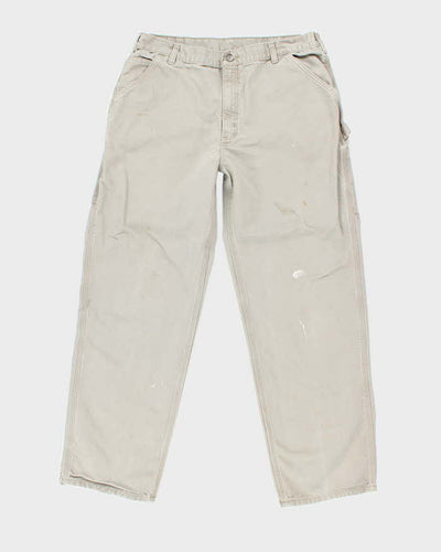 Vintage Carhartt Green Faded Single Knee Carpenter Trousers - W34 L31