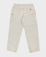 Vintage Carhartt Green Faded Single Knee Carpenter Trousers - W34 L31