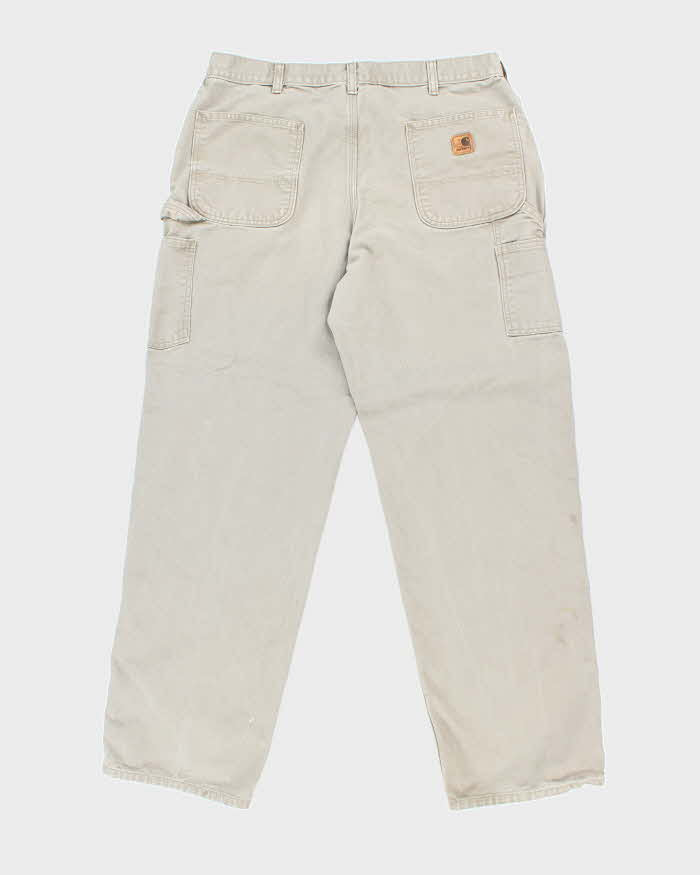 Vintage Carhartt Green Faded Single Knee Carpenter Trousers - W34 L31