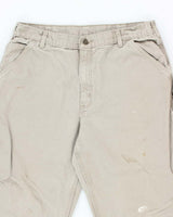 Vintage Carhartt Green Faded Single Knee Carpenter Trousers - W34 L31