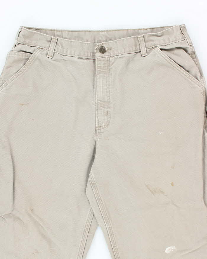 Vintage Carhartt Green Faded Single Knee Carpenter Trousers - W34 L31
