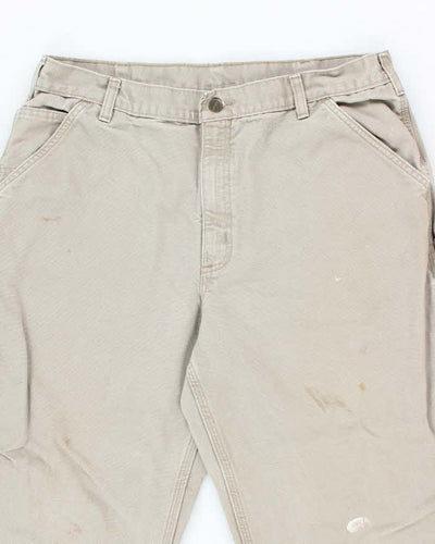 Vintage Carhartt Green Faded Single Knee Carpenter Trousers - W34 L31