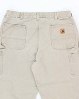 Vintage Carhartt Green Faded Single Knee Carpenter Trousers - W34 L31