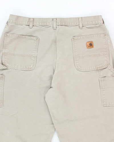Vintage Carhartt Green Faded Single Knee Carpenter Trousers - W34 L31