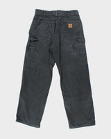 Vintage Carhartt Black Faded Single Knee Carpenter Trousers - W30 L27