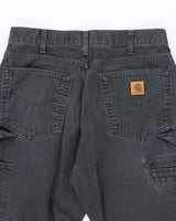 Vintage Carhartt Black Faded Single Knee Carpenter Trousers - W30 L27
