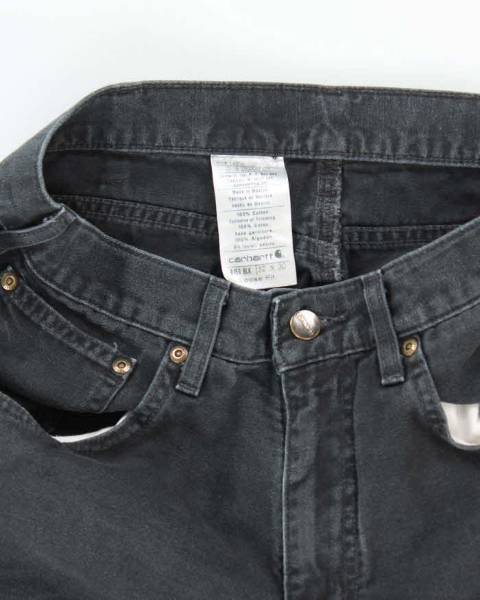 Vintage Carhartt Black Faded Single Knee Carpenter Trousers - W30 L27