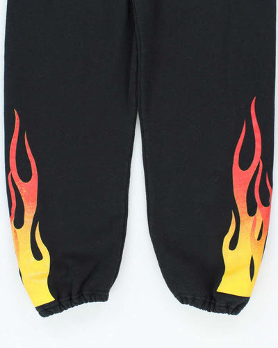 Vintage Y2K Adjustable Flame Print Tracksuit Bottoms - S