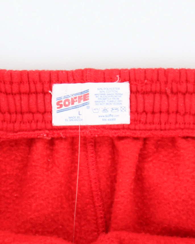 Vintage 90's Soffe Heavyweight Plain Red Tracksuit Bottoms - L