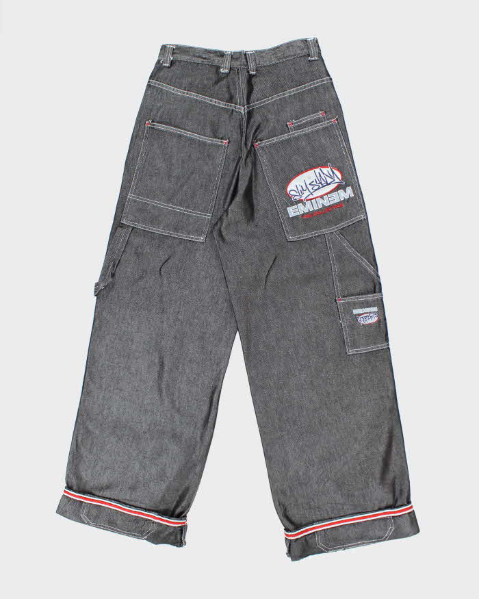 Vintage Y2K Eminem Baggy Shiny Embroidered Carpenter Trousers - W30 L30