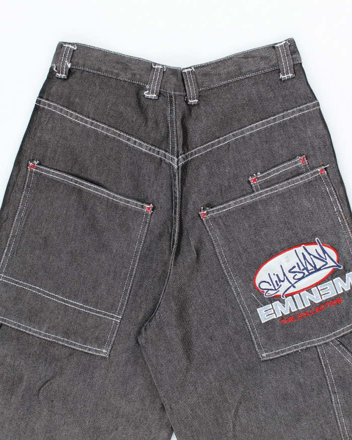 Vintage Y2K Eminem Baggy Shiny Embroidered Carpenter Trousers - W30 L30