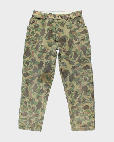 Vintage 1960's Sears Duck Camouflage Faded Fatigue Trousers - W32 L28