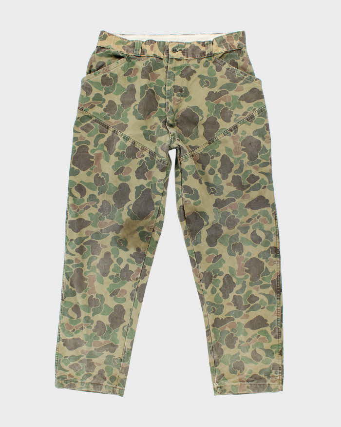 Vintage 1960's Sears Duck Camouflage Faded Fatigue Trousers - W32 L28