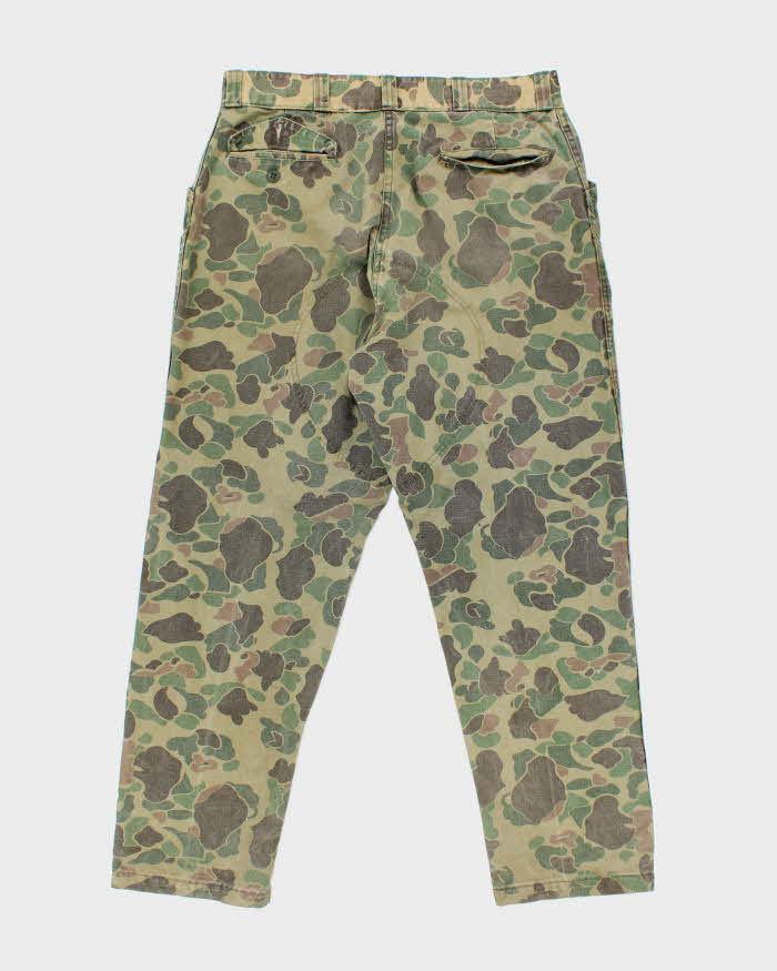 Vintage 1960's Sears Duck Camouflage Faded Fatigue Trousers - W32 L28