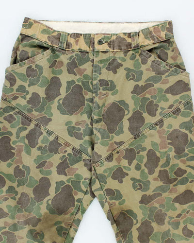 Vintage 1960's Sears Duck Camouflage Faded Fatigue Trousers - W32 L28