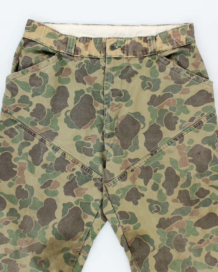Vintage 1960's Sears Duck Camouflage Faded Fatigue Trousers - W32 L28