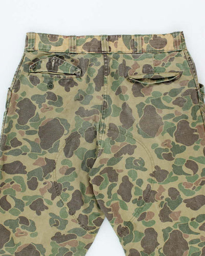 Vintage 1960's Sears Duck Camouflage Faded Fatigue Trousers - W32 L28