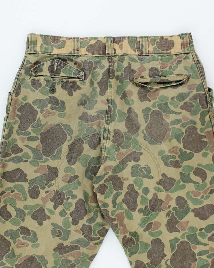 Vintage 1960's Sears Duck Camouflage Faded Fatigue Trousers - W32 L28