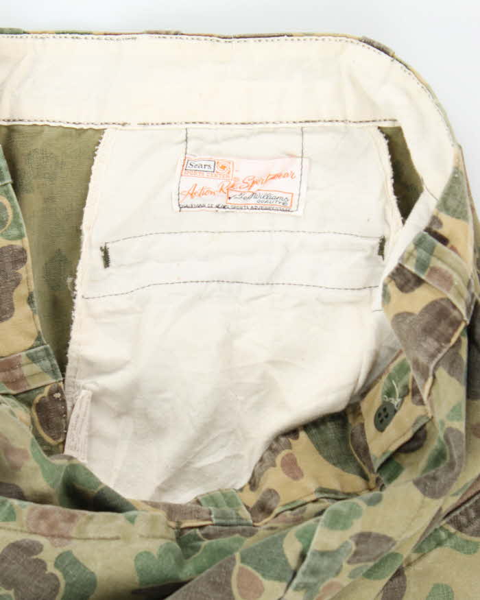 Vintage 1960's Sears Duck Camouflage Faded Fatigue Trousers - W32 L28
