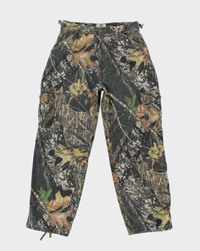 Vintage Y2K Mossy Oak Camouflage Wide Leg Cargo Trousers - W31 L30