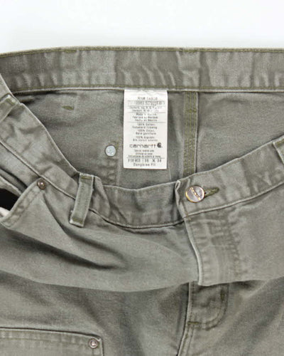 Vintage 90's Carhartt Green Faded Double Knee Carpenter Trousers - W35 L31