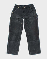 Vintage 90's Carhartt Faded Black Double Knee Carpenter Trousers - W28 L29