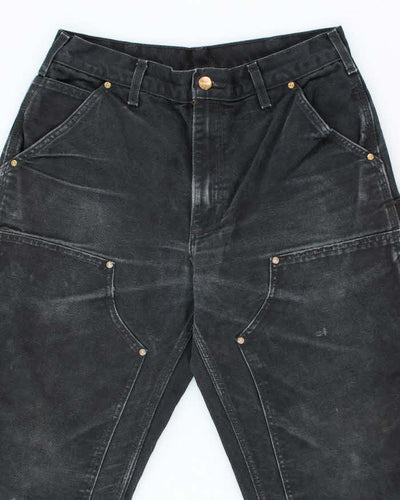 Vintage 90's Carhartt Faded Black Double Knee Carpenter Trousers - W28 L29