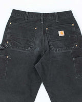 Vintage 90's Carhartt Faded Black Double Knee Carpenter Trousers - W28 L29