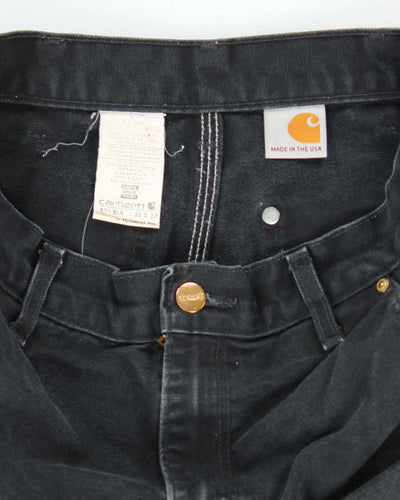 Vintage 90's Carhartt Faded Black Double Knee Carpenter Trousers - W28 L29
