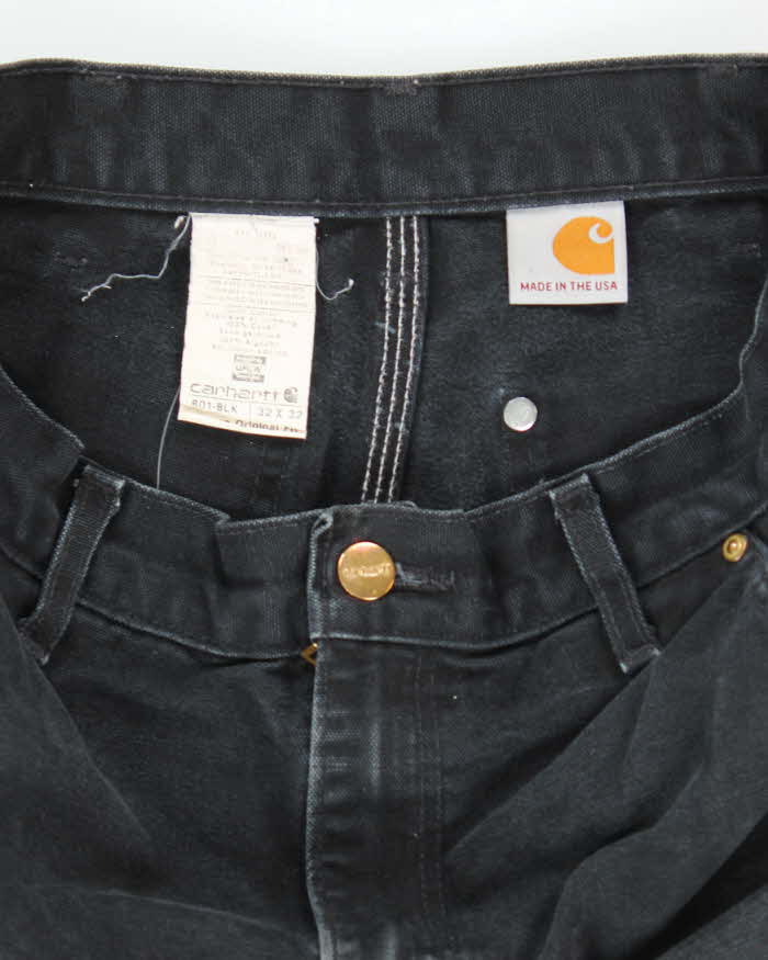 Vintage 90's Carhartt Faded Black Double Knee Carpenter Trousers - W28 L29
