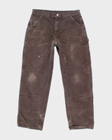 Vintage 90's Carhartt Brown Faded Double Knee Carpenter Trousers - W32 L28