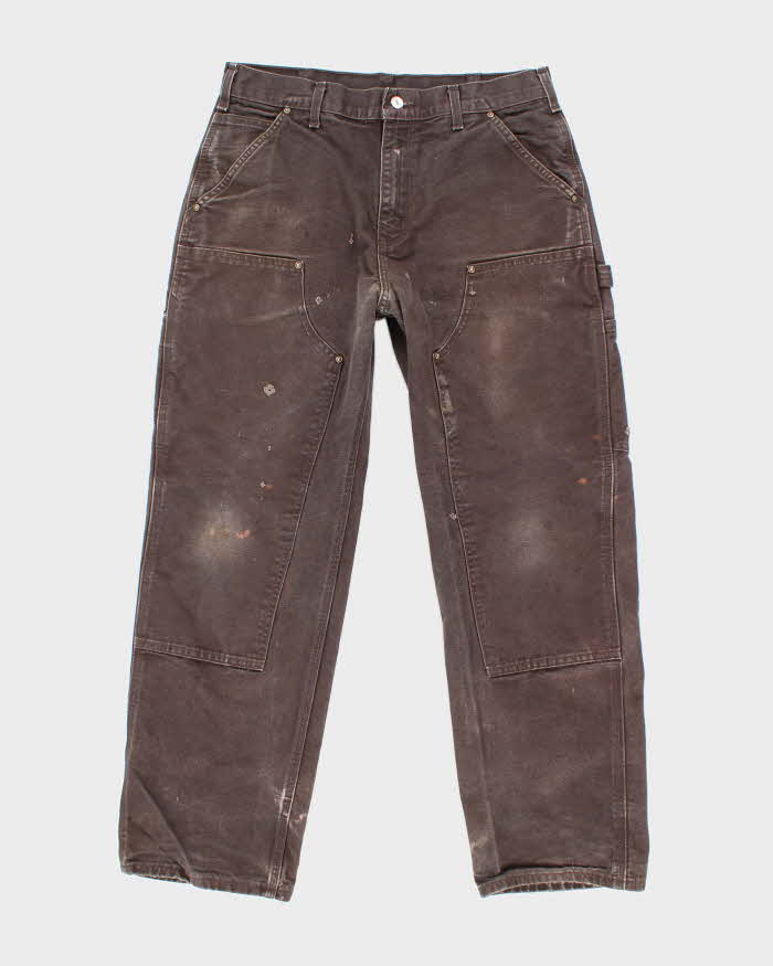 Vintage 90's Carhartt Brown Faded Double Knee Carpenter Trousers - W32 L28