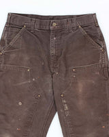 Vintage 90's Carhartt Brown Faded Double Knee Carpenter Trousers - W32 L28