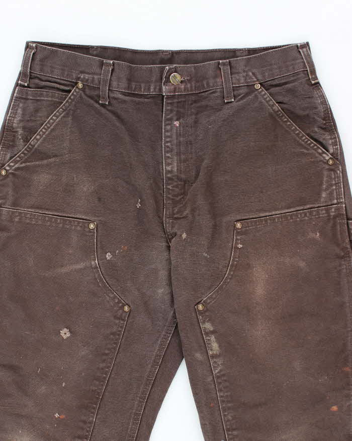 Vintage 90's Carhartt Brown Faded Double Knee Carpenter Trousers - W32 L28