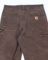 Vintage 90's Carhartt Brown Faded Double Knee Carpenter Trousers - W32 L28