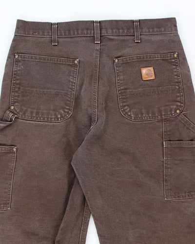 Vintage 90's Carhartt Brown Faded Double Knee Carpenter Trousers - W32 L28