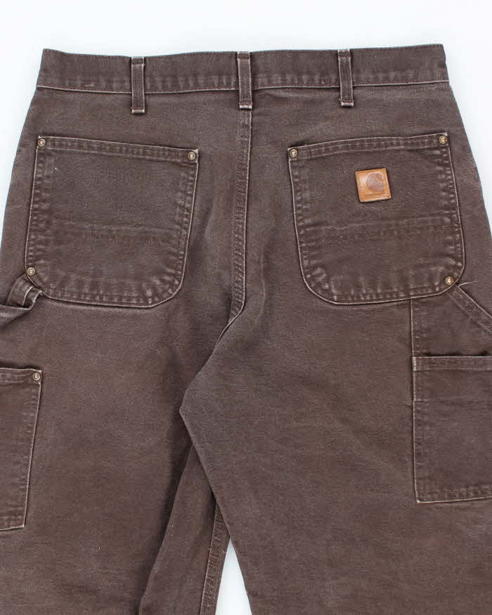 Vintage 90's Carhartt Brown Faded Double Knee Carpenter Trousers - W32 L28