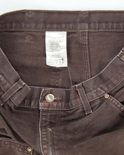 Vintage 90's Carhartt Brown Faded Double Knee Carpenter Trousers - W32 L28